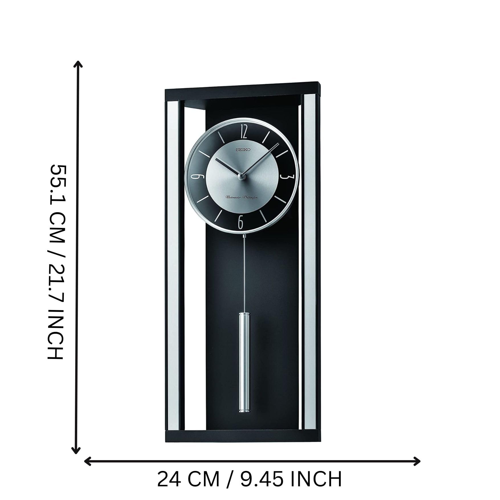 きゅん Seiko Stylish Black Pendulum Home Decor English Numbers Analog