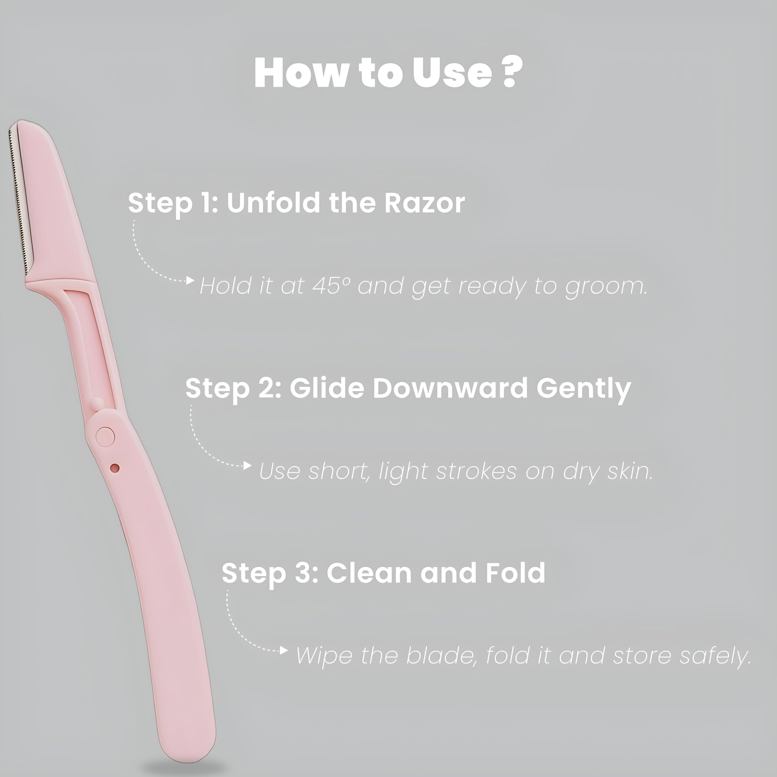 The Urban Vibes Face Razor for Woman | Foldable, Gentle & Safe Facial Hair Remover | For Eyebrows, Upper Lips, Forehead & Peach Fuzz | No Cuts, No Irritation (2 Packs 6 Razors) 3