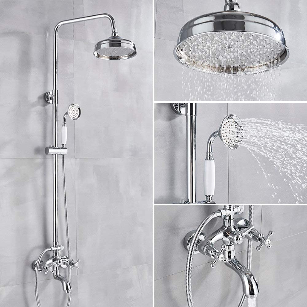 NZPOST Shower Chrome Shower Faucet Bath Shower Mixer Tap 8 Rainfall Shower Head Bath Shower Set W/Hand Sh