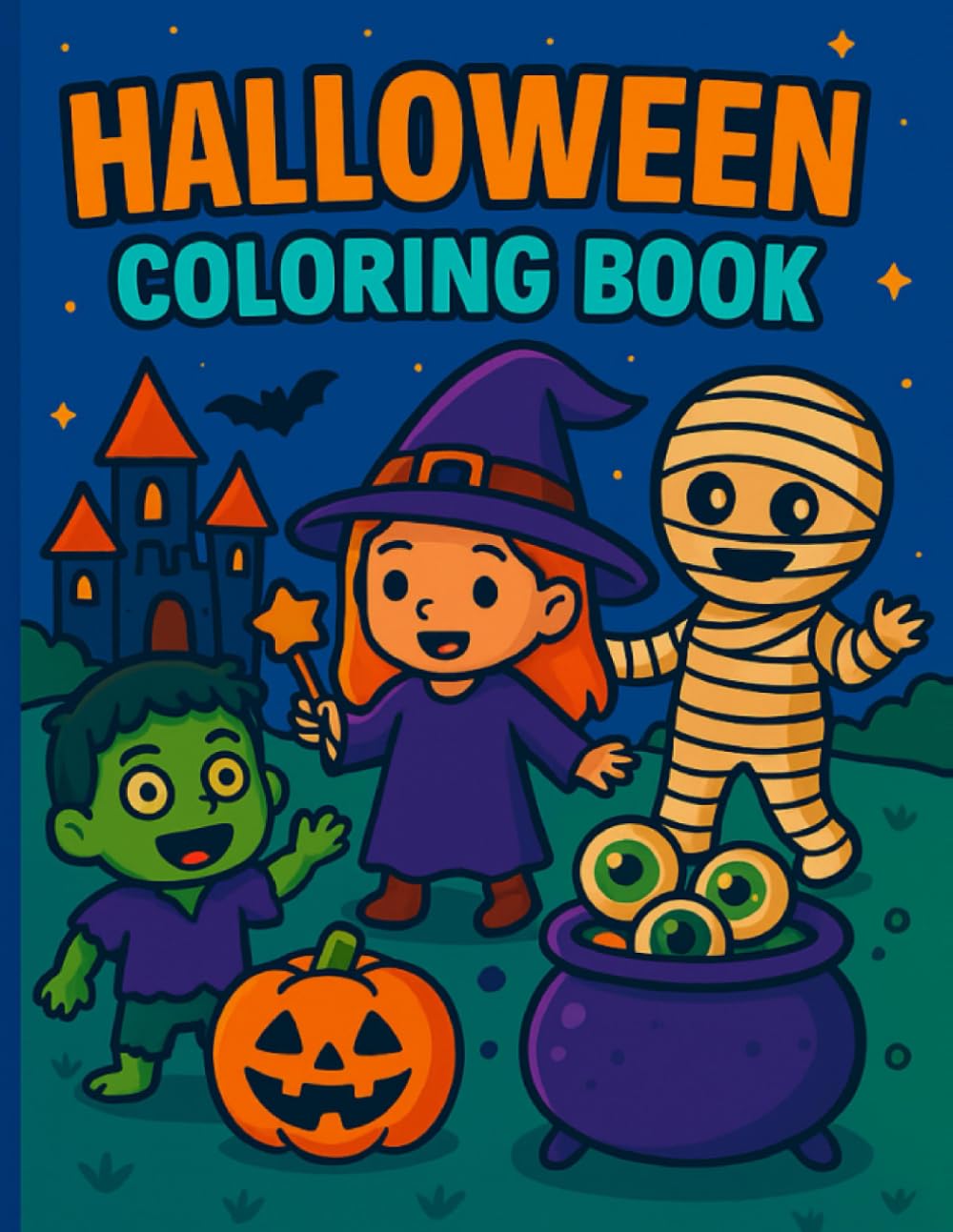 Halloween Kawaii Coloring Book: Cute & Spooky Coloring Pages for Kids, Teens, and Adults | Fun Halloween Activity Book with Ghosts, Pumpkins, Witches, Cats & More