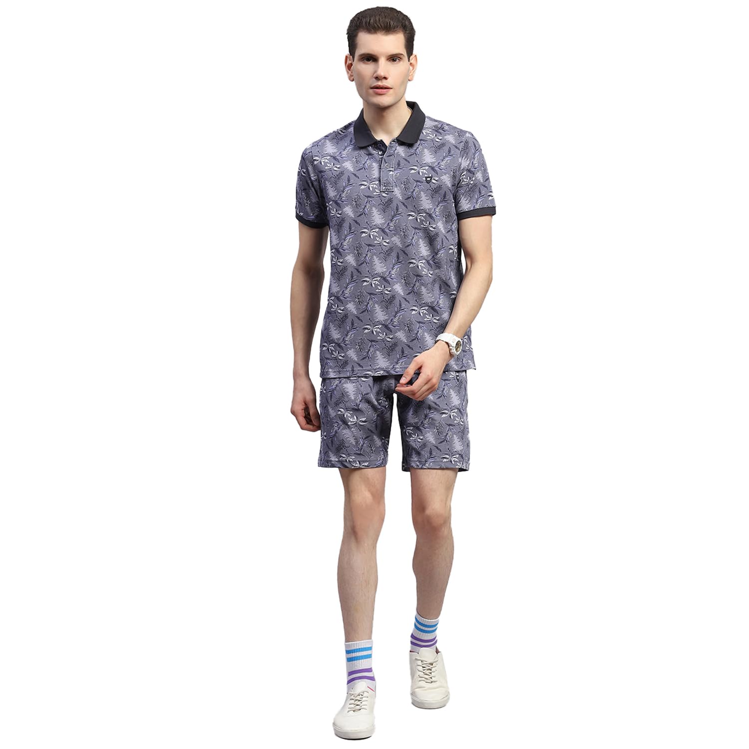 Mens Printed Round Neck Half Sleeve Regular Fit Bermuda Set (224065835)-image-32