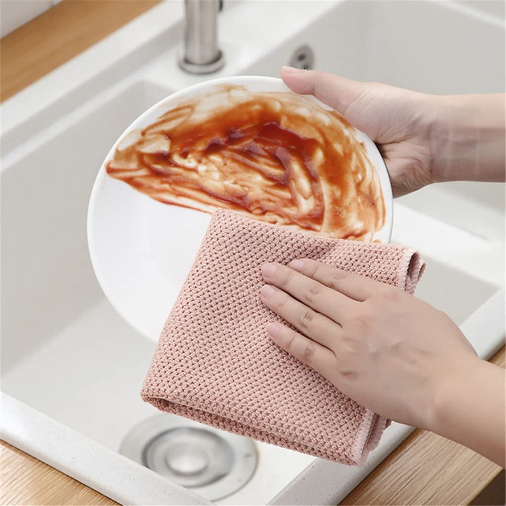 RWRAPS 9 Uds. De Toallas de Cocina, paño de Cocina antigrasa, Trapos de Granos de maíz absorbentes eficientes, paño de Limpieza de Microfibra (9 Uds. De 30x30cm)