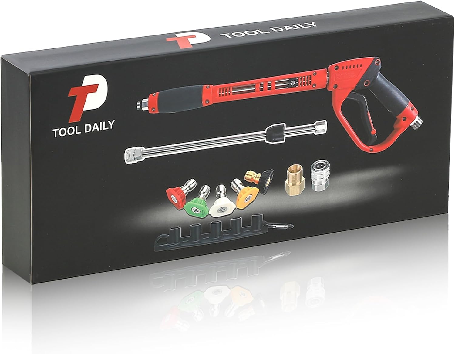 Tool Daily Pistolet de Nettoyage Haute Pression, avec Rallonge de Rechange, 5 Embouts de Buse, Raccord M22, 1 Mètre, 350 Bar