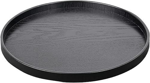 Miniatura 5 de Bandeja redonda de madera maciza para servir té, mesa de café grande, aperitivos, comidas, plato de servir, antideslizante, cocina, fiesta, bar,