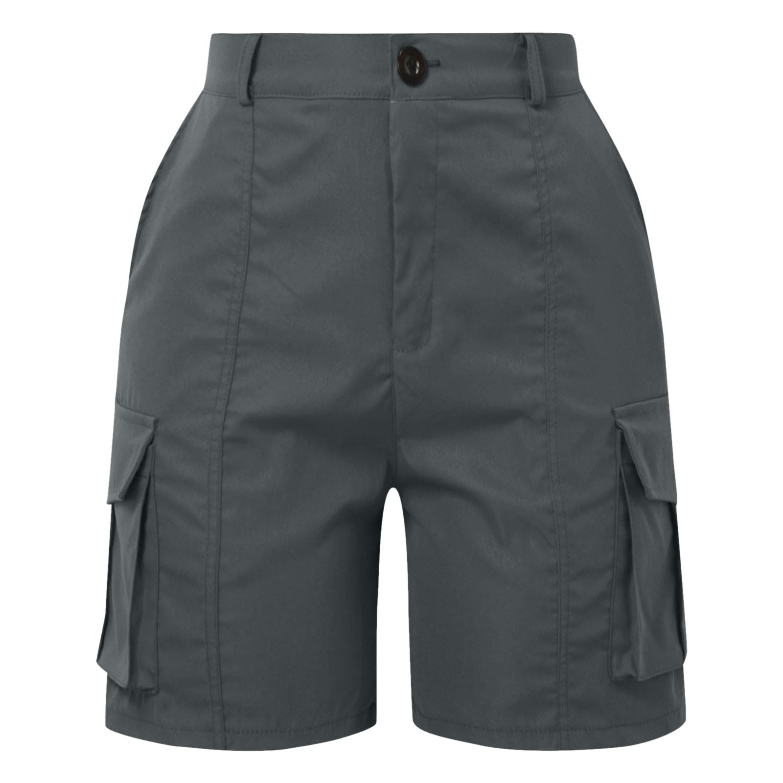 Short Cargo Randonnée Femme Été Taille Élastique, Bermuda Cargo Décontracté pour Femmes en Coton avec Plusieurs Poches Couleur Unie Short D'été Grande Taille pour Randonnée Outdoor Loisir