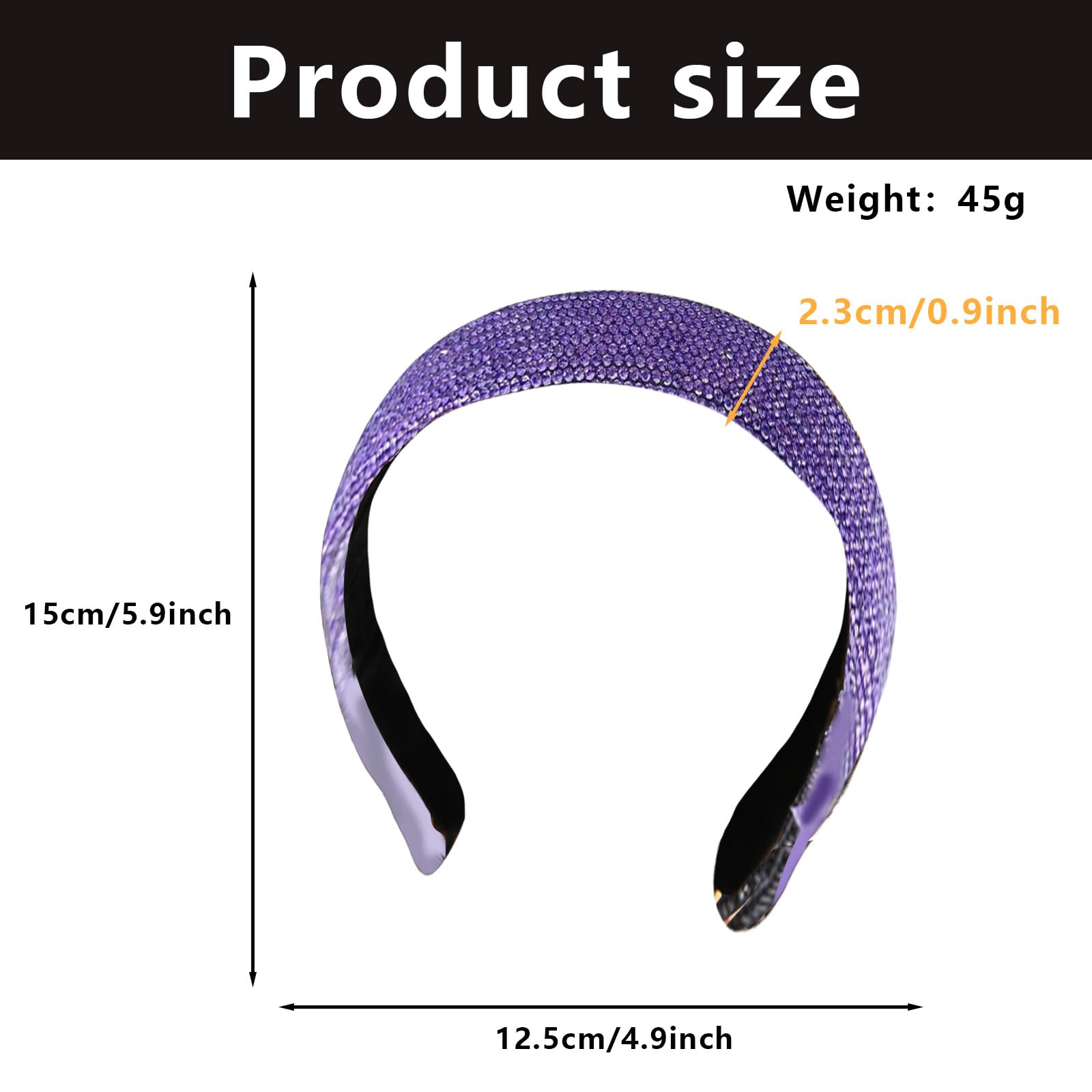 Wide Headbands for Women Purple Headband Glitter Hairband for Party Ladies Hair Accessories Purple 3213, H3213 - Image 3