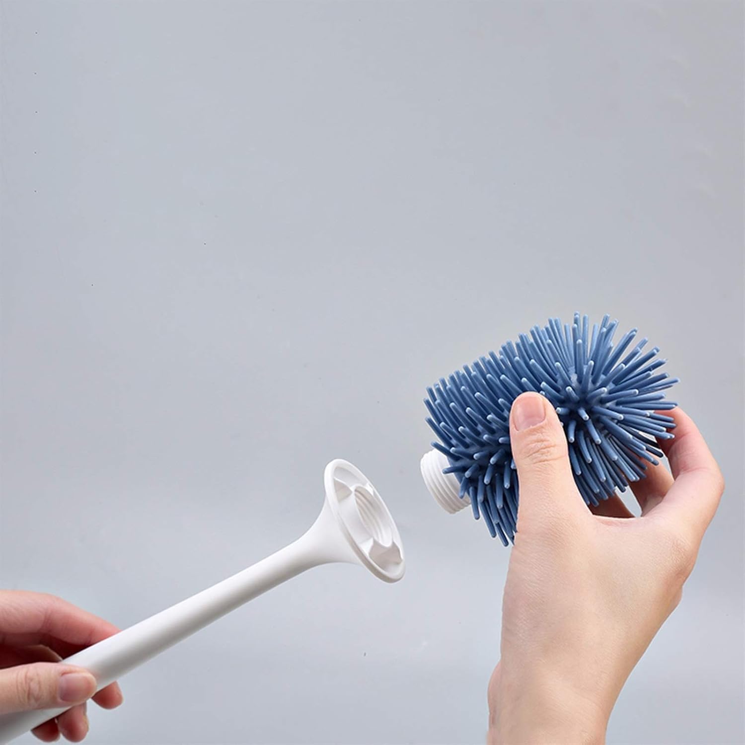 Escobillas de baño, Se puede montar en la pared o el suelo. Cabezal de cepillo suave mango largo. Juego inodoro for baño limpieza integral(Blue)