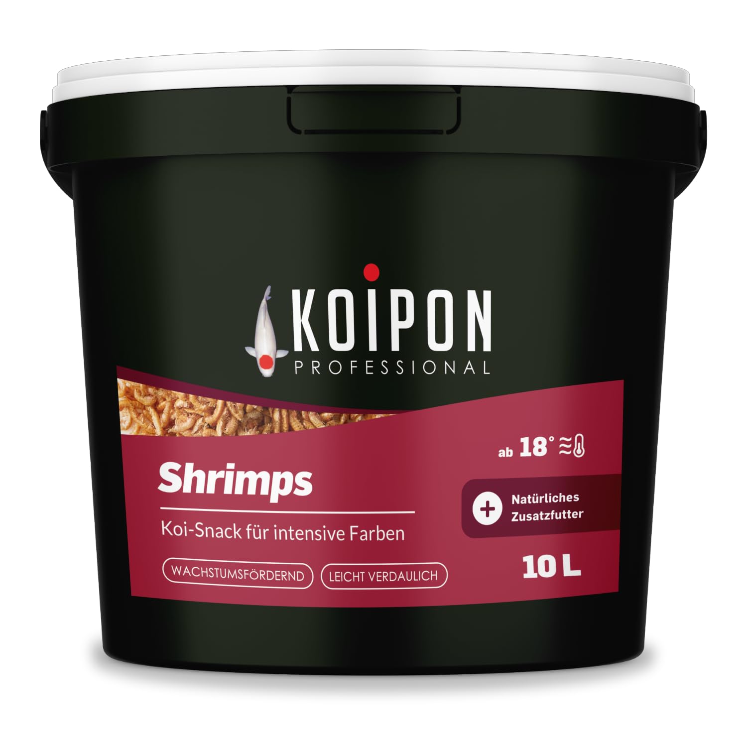 KOIPON Shrimps 10 L getrocknet, Süßwassergarnelen-Naturfutter für Koi | Getrocknete Süßwassergarnelen als Naturfutter & Leckerli – proteinreiche Ergänzung zum Koifutter für Koi & Goldfische