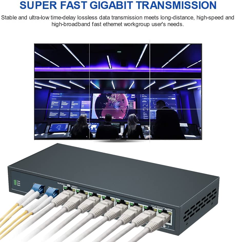 Image of 10-Port Gigabit Ethernet Fiber Switch, with 2 SFP Slots (1000M), Without Transceiver