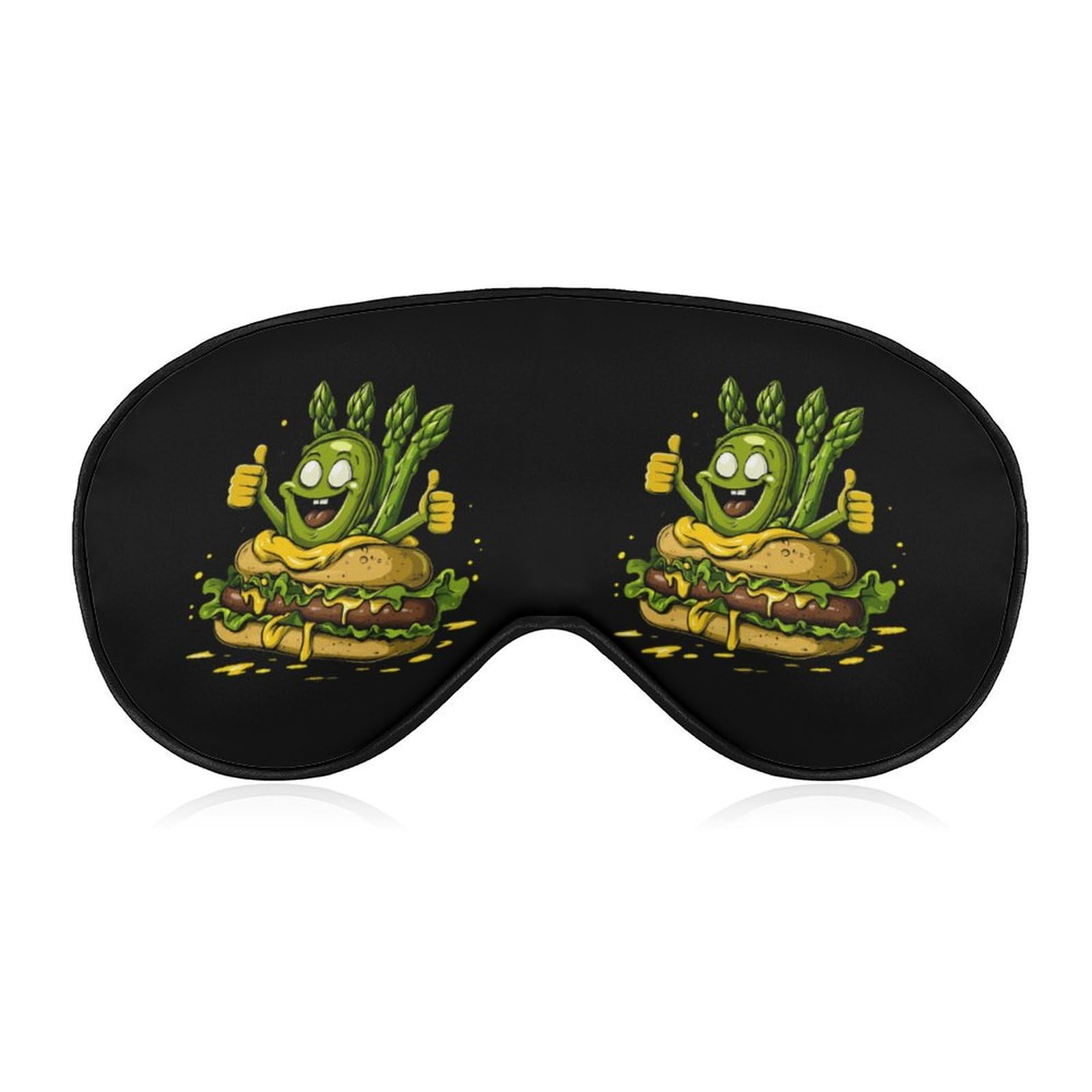 Weird Asparagus Sausage Burger Sleep Mask Eye Shade Cover Adjustable Strap for Travel Lunch Break Women Men