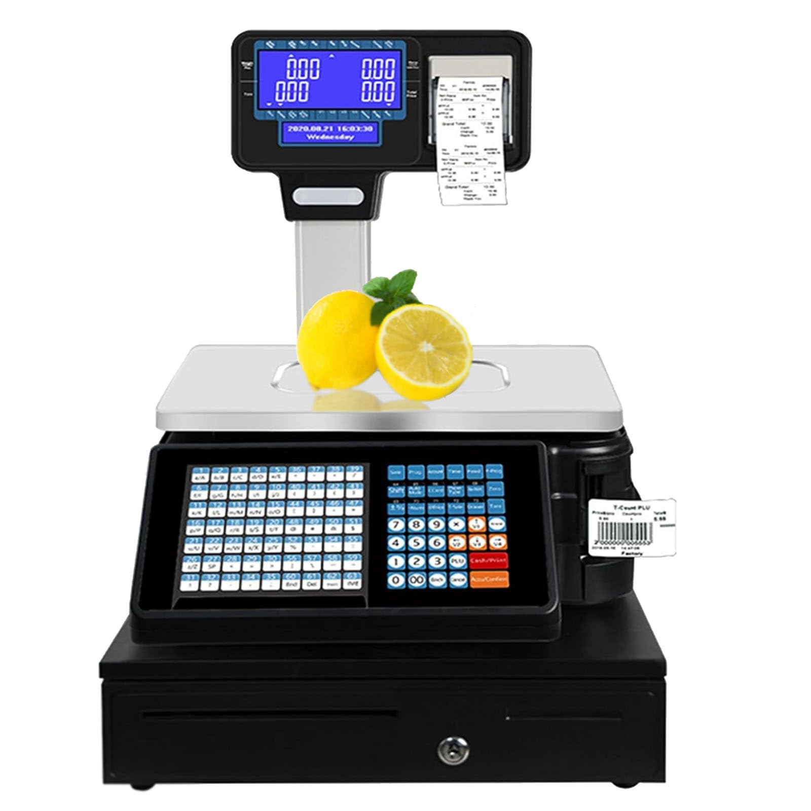 JKJZSALJ Commercial Digital Price Computing Scale,Price Label Printing Scale,Double-Sided Lcd Display,Weighing 30Kg/66Lb,Fruit And Vegetable Weighing,C