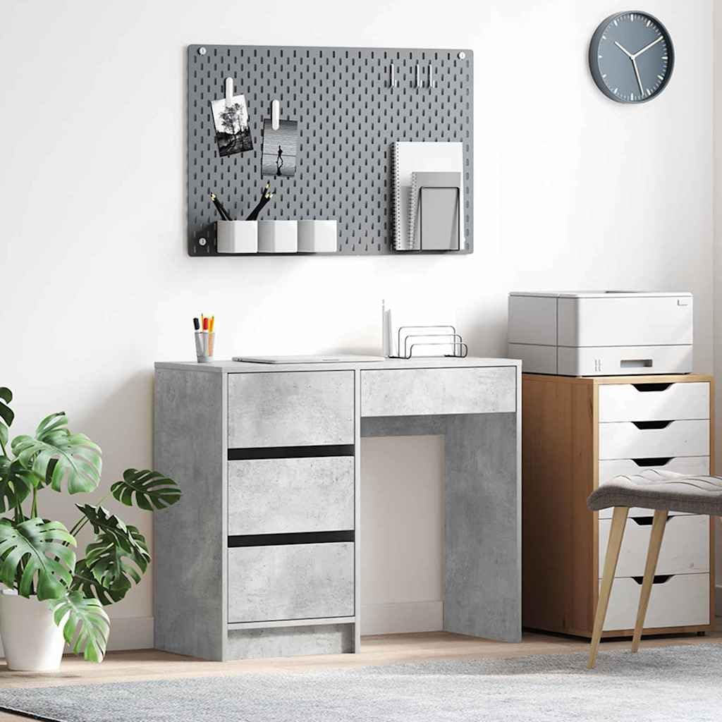 Schreibtisch Beton Grau 90 x 37,5 x 75 cm Holzwerkstoff Moderner Computertisch mit Stauraum für Home Office Büroarbeit Schreibtischzubehör