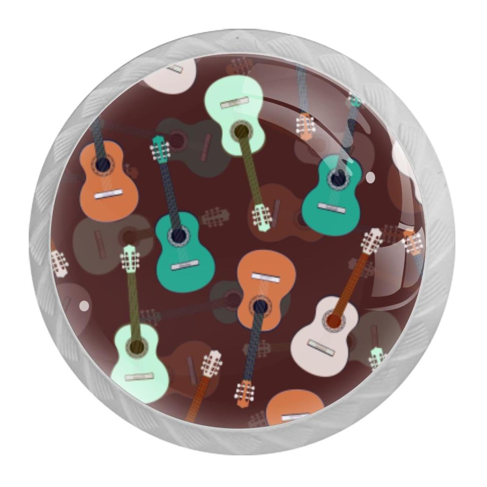Tqmspg Multi20 4 Pieces Drawer Pulls Guitars Patterns Door Knobs Dresser Handles For Kitchen Wardrobe Cupboard Hardware Furniture