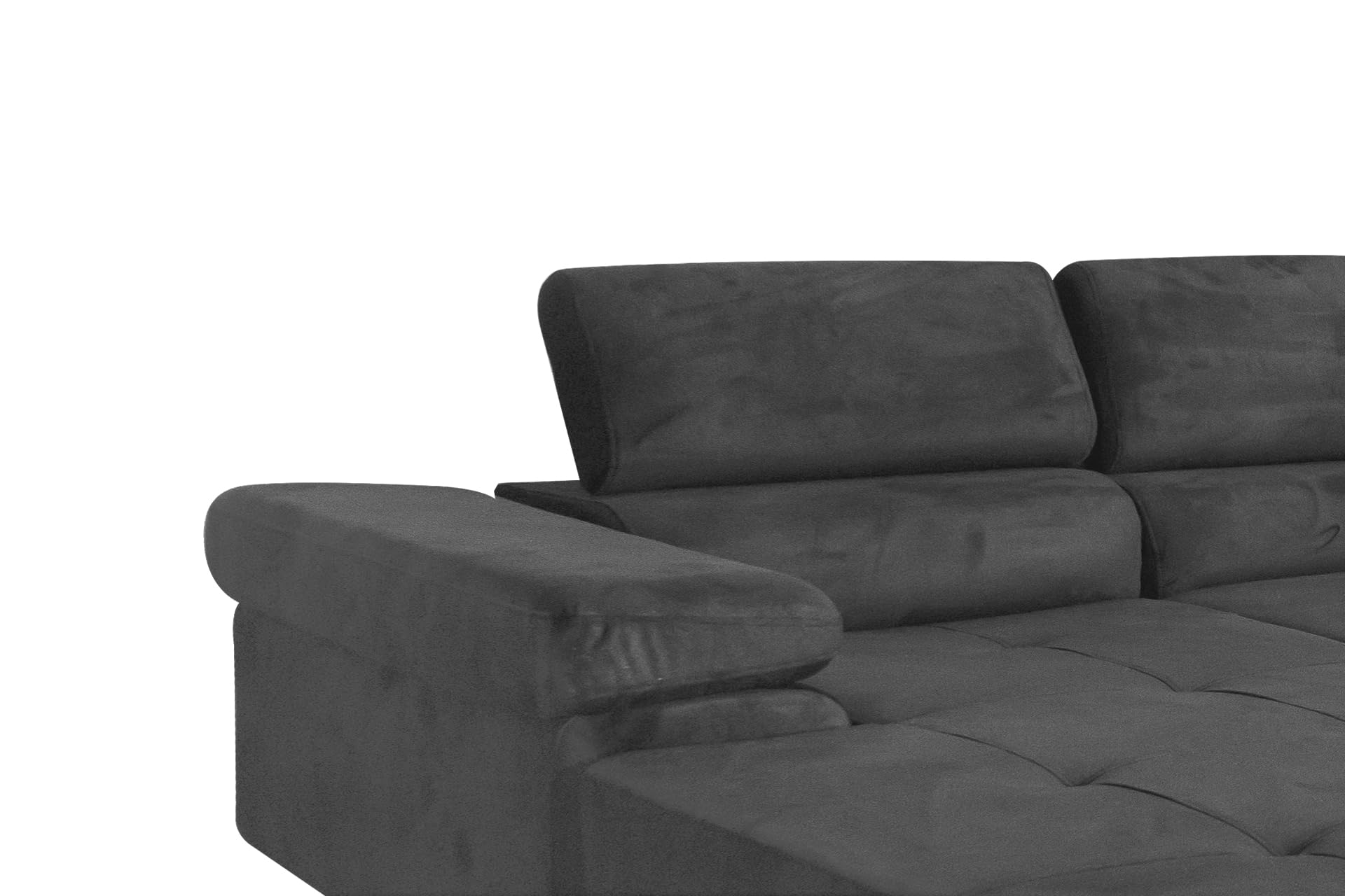 Ecksofa Aller U XXL-Ecksofa mit Schlaffunktion und Zwei Bettkästen in Grau, Linke Seite (Dunkelgrau)