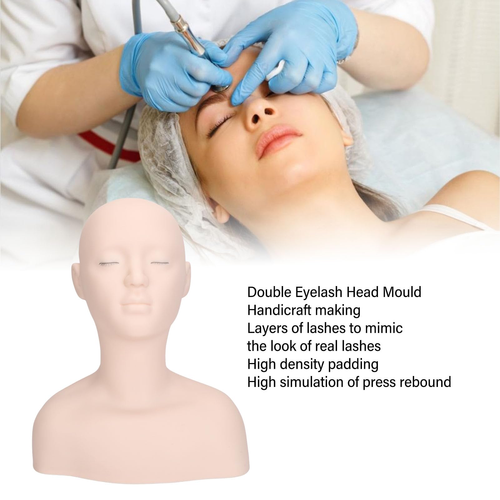 Luocute Supporto per Testa di Manichino per Trucco, Parrucca, con Spalla per Extension Ciglia, Trucco, Pratica, Cura della Pelle, Massaggio, Display, Manichino, Busto, Parrucca, Testa