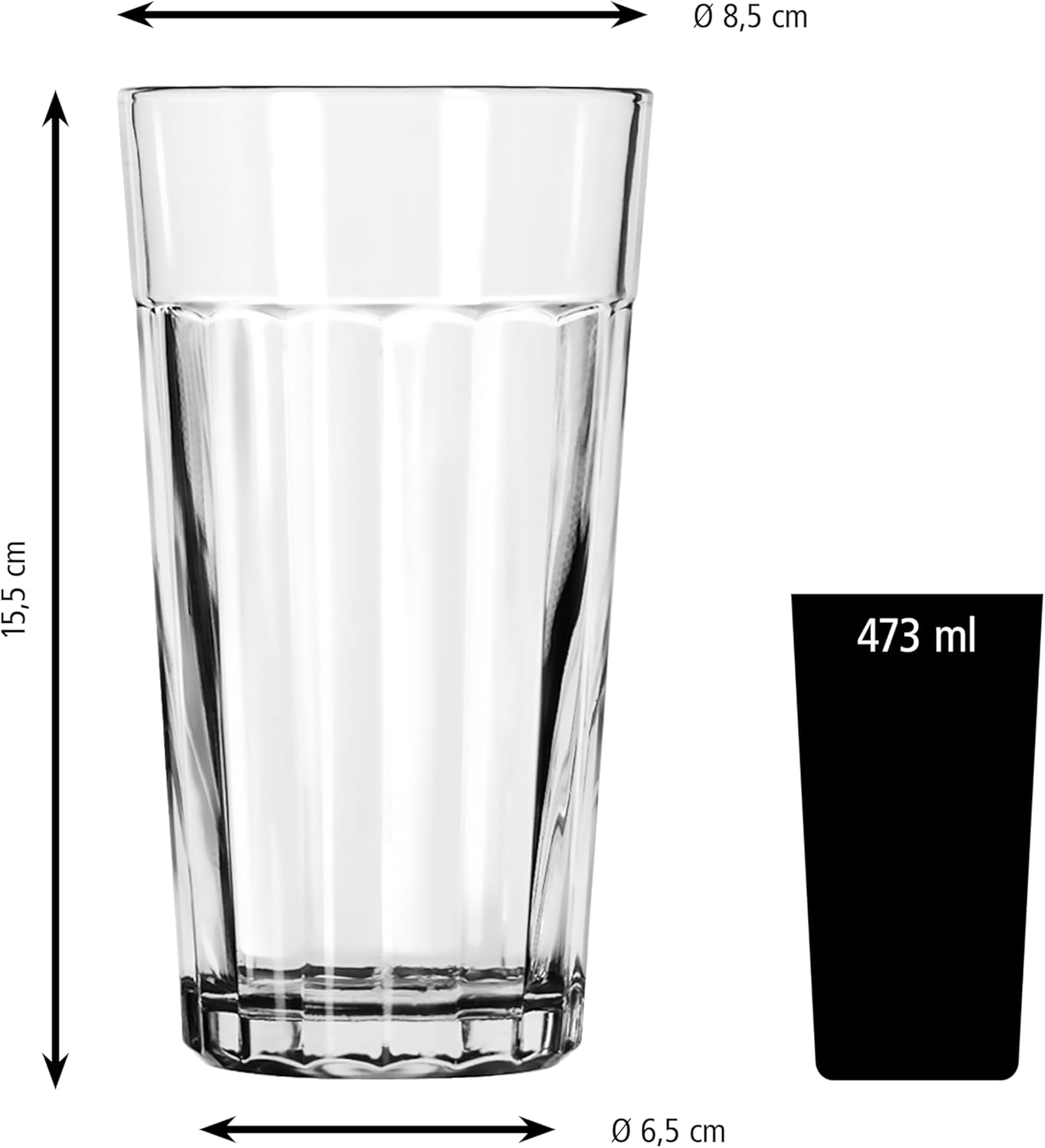 LIBBEY 70661 "Paneled Tumblers" Cooler/Tumbler, 473 ml, Set of 36