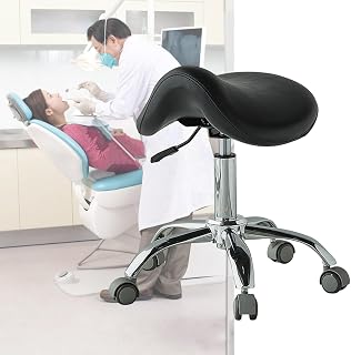 FCYNNV Silla Silla ergonómica con Ruedas médicas, Silla de salón hidráulica de 49 a 64 cm para higienista Dental, Taburete con Ruedas fácil de Deslizar (Color Negro)