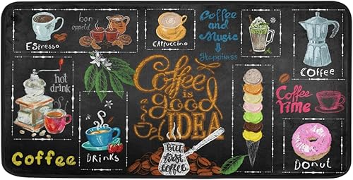 Tapete de cocina con temática de café tapete para taza de café con respaldo de goma antideslizante lavable antifatiga para fregadero de cocina