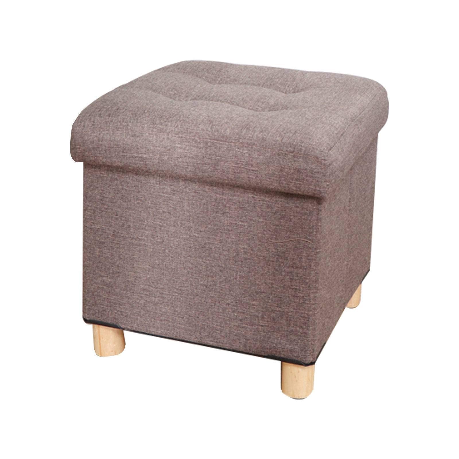 Boîte de rangement lin anti-désordre, tabouret gain de place pliable pour ranger le salon