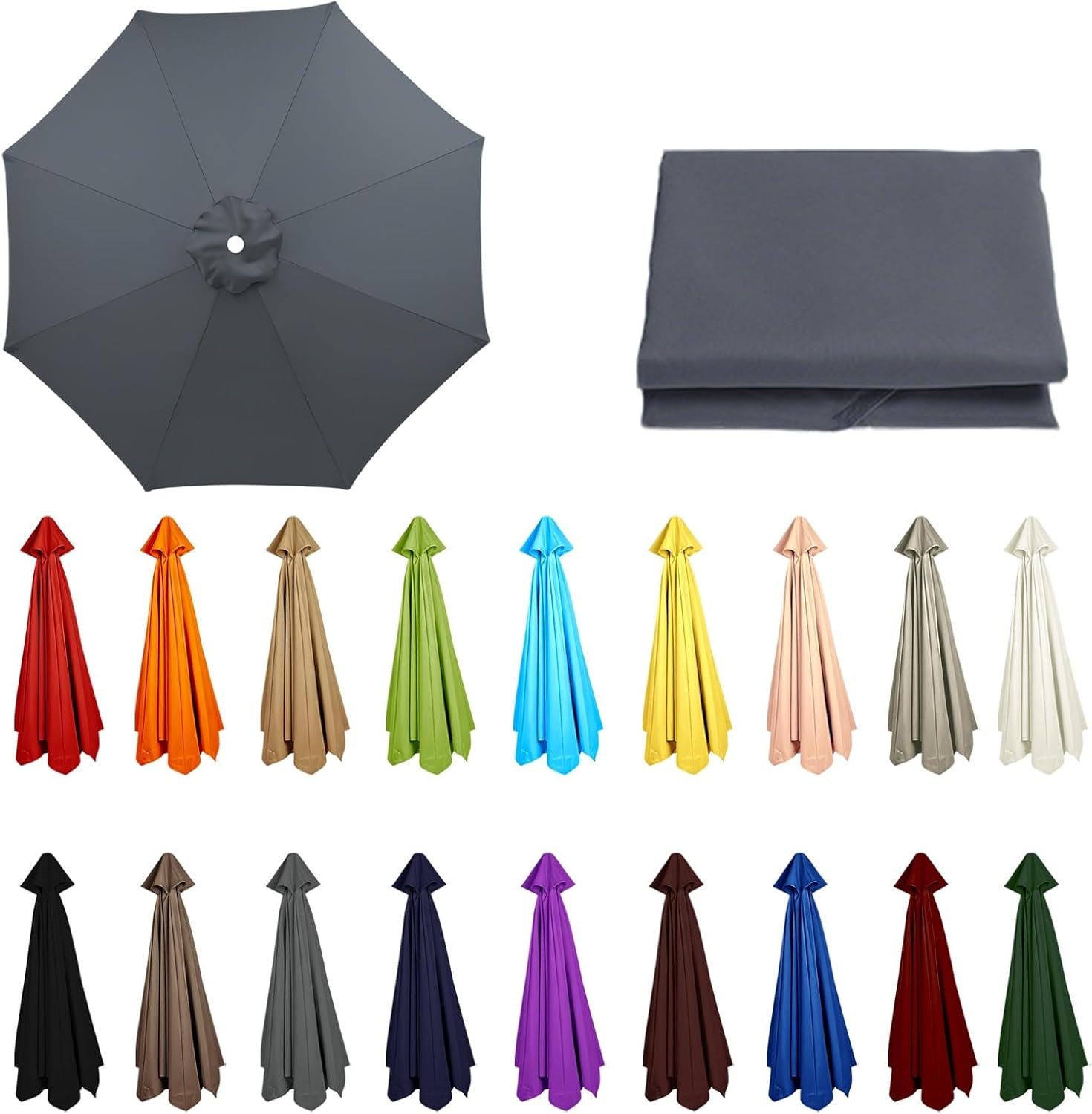 Replacement strong & thick Umbrella Canopy Cover, Heavy-Duty and Sun Protection Parasol Top for Large Patio, Replacement Cover for 6/8 Ribs, Canopy Only