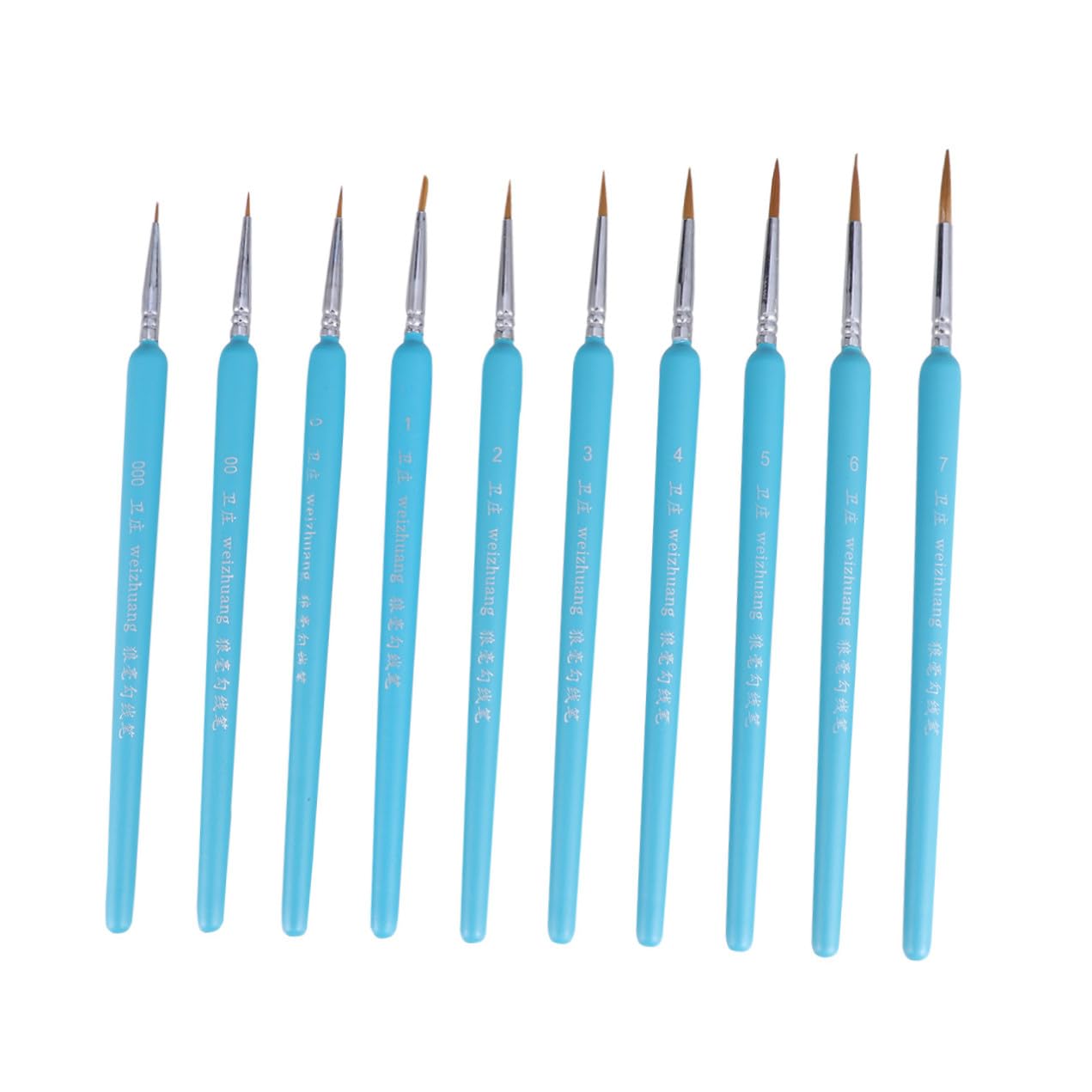 STOBOK 3juegos Pinceles De Detalle para Pintura Miniatura Pinceles De Pelo De Color Azul para Acuarelas Acrílicos y Óleos para Artistas