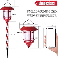 Vista 2 de Dynaming 6 Pack Christmas Solar Flame Garden Lights Outdoor, Dual Use Flickering Flame Torch Candy Cane Pathway Marker, Xmas Hanging Lantern Lights