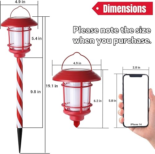 Miniatura 2 de Dynaming 6 Pack Christmas Solar Flame Garden Lights Outdoor, Dual Use Flickering Flame Torch Candy Cane Pathway Marker, Xmas Hanging Lantern Lights