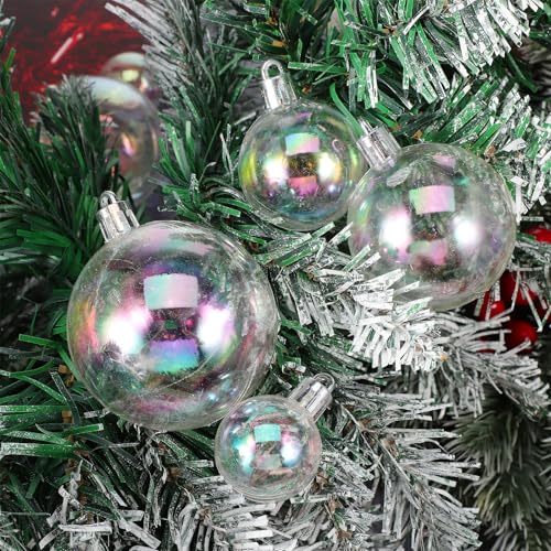 Housoutil Christmas Iridescent Baubles, 18PCS Christmas Ball Ornaments, Plastic Iridescent Ornaments Balls - Image 2