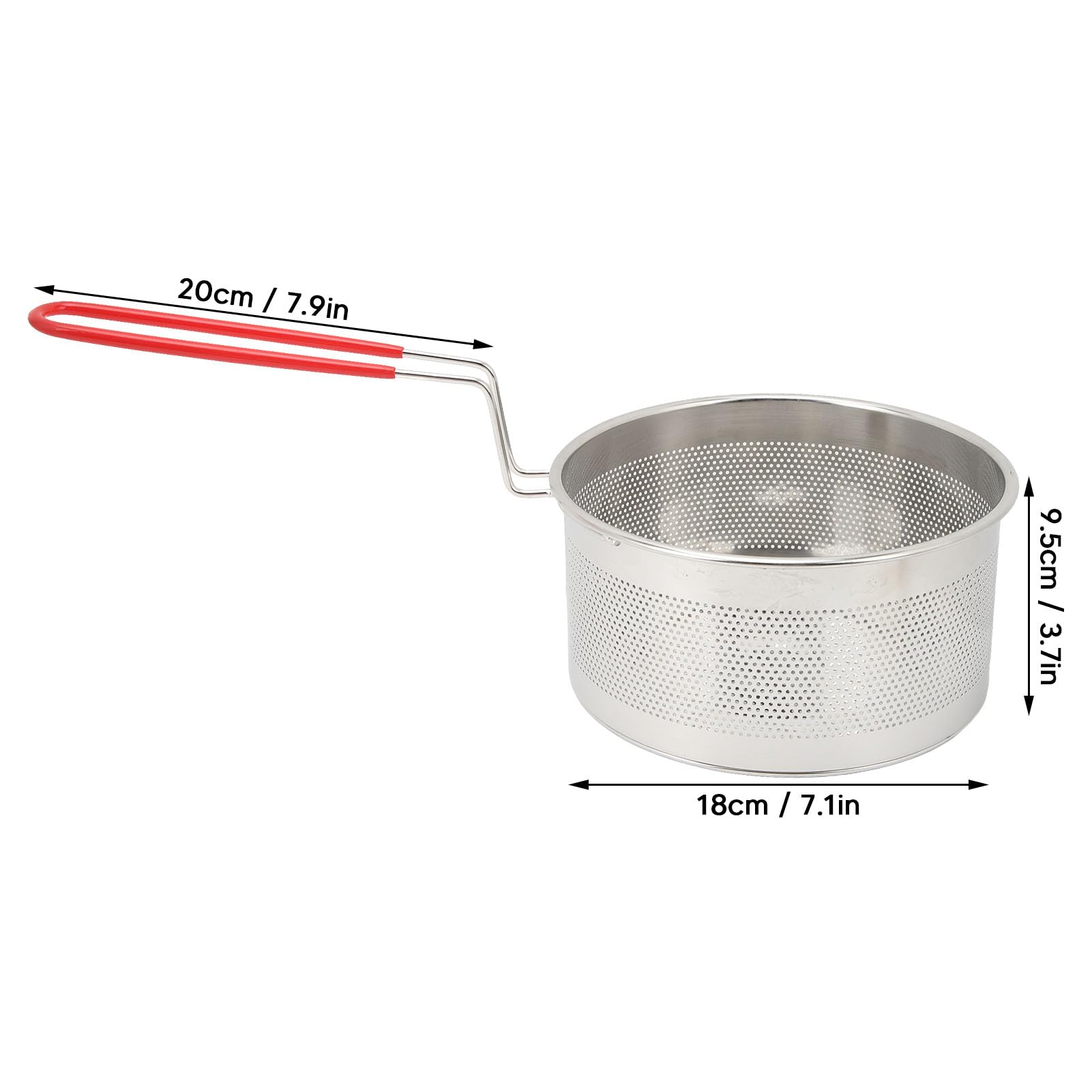 Sunicon less Steel Deep Fryer Basket, Multifunctional Deep Fryer Basket Round 304 less Steel Fry Baskets With Handle, for French Chips Onion Rings Chicken Pasta (Medium 18CM)