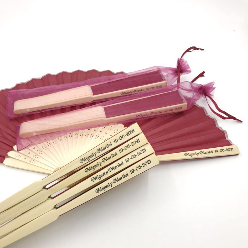 jifu Abanico Personalizado con Nombre,Ventilador de Papel de Bambú Plegable Mano Ventilador para Decoraciones de Bodas,Personalizada,Fiestas, Bailes,DIY (Beige,50pcs)