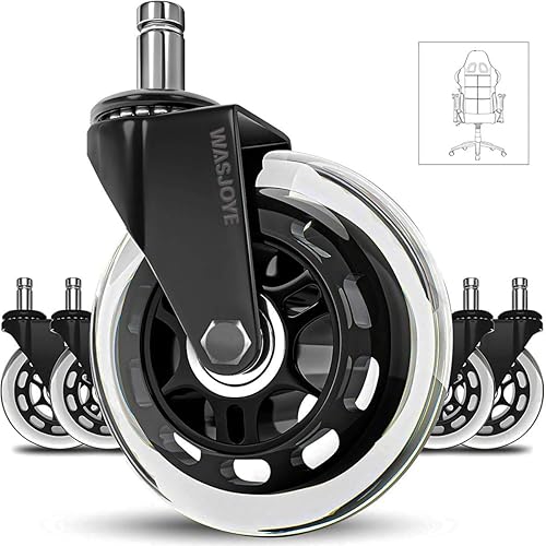 WASJOYE - Ruedas de silla de oficina resistente vástago de 0433in ruedas universales de repuesto para silla rodante de 3 pulgadas ruedas de repuesto