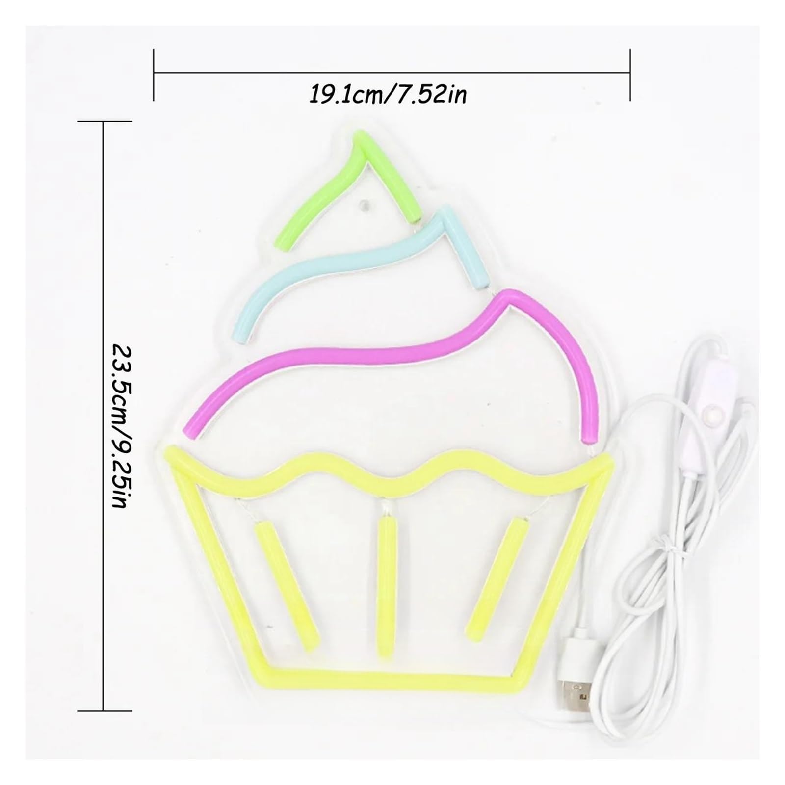 XENITE Luces Art Decoration Christmas Cupcake Muffin Letrero De Neón Luz Regulable Alimentada Por USB Para Tienda Fiesta En Casa Decoración De Pared 19.1cm×23.5cm