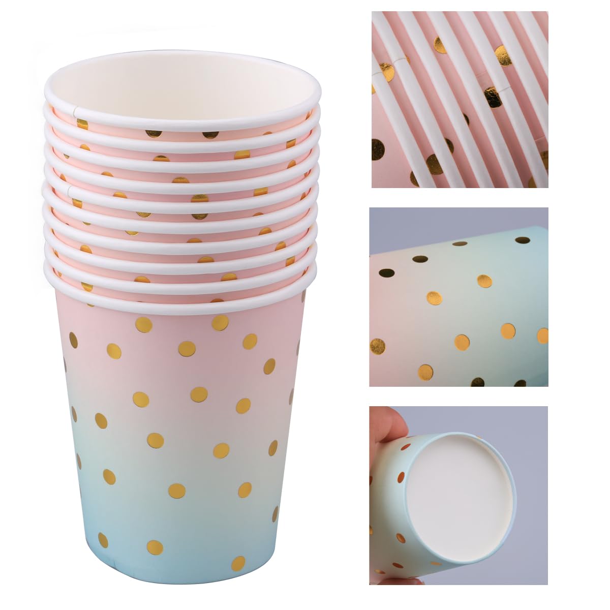 Bicchieri Di Carta Colorati 60 Pezzi 250ml - Monouso Biodegradabili Per Feste E Eventi - Foto 10