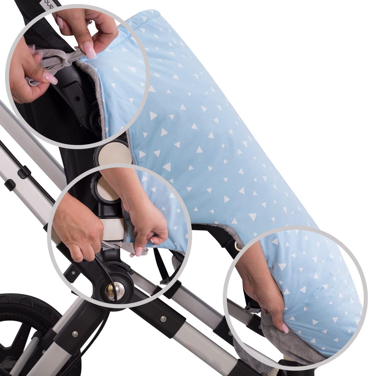 JYOKO Kids Saco Cubrepiés de Invierno Compatible con Portabebés, Sillas de Coche y Cochecitos de Paseo | Polar Teddy Extra Suave | Hecho en España (Blue Sparkles, Polar Teddy - 80 Cm)