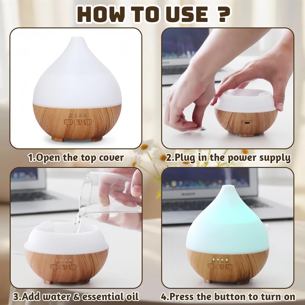flintronic Diffusore di Oli Essenziali, 100ml Ultrasuoni Diffusore di Aromi Umidificatore Ambiente, Con LED a 7 colori, per Camera da Letto, SPA, Ufficio, Neonato