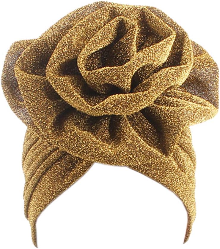 Shiny Flower Turban Shimmer Chemo Cap Hairwrap Headwear Beanie Hair Scarf
