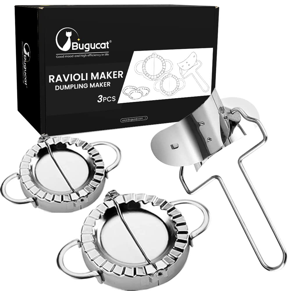 Machine à Ravioli Bugucat 11 Pièces - En Acier Inoxydable, Moule à Dumplings, Presse à Pâte