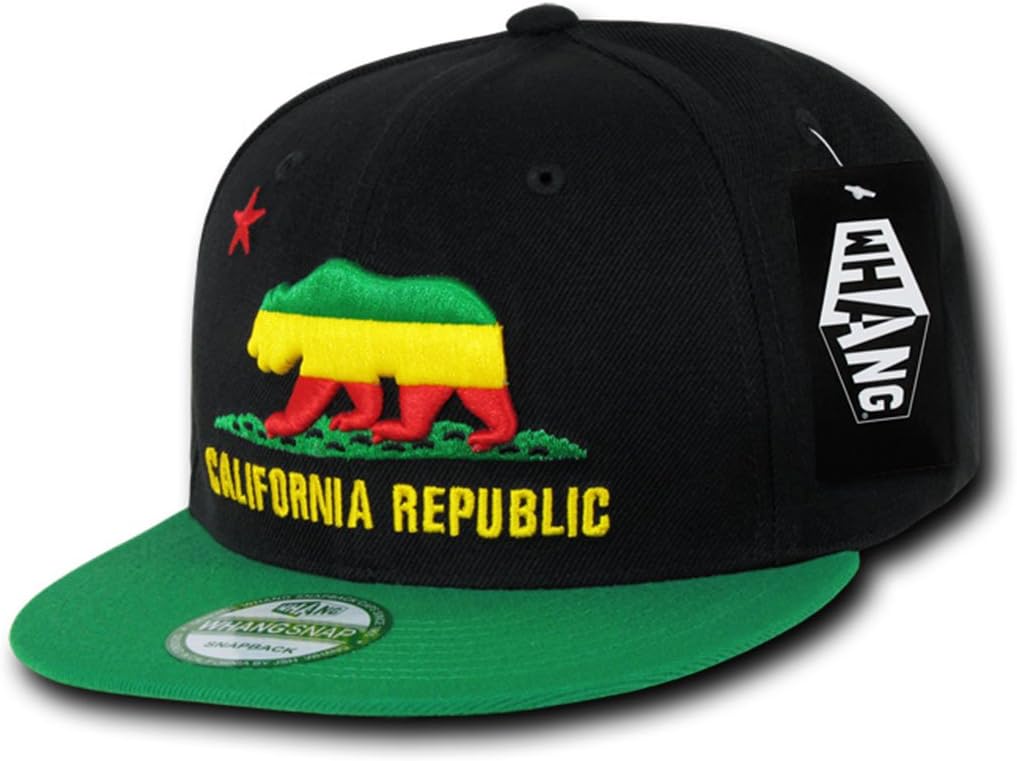 WHANG Cali Bear Republic Rasta Flat Bill Baseball Caps W1D Rasta 1