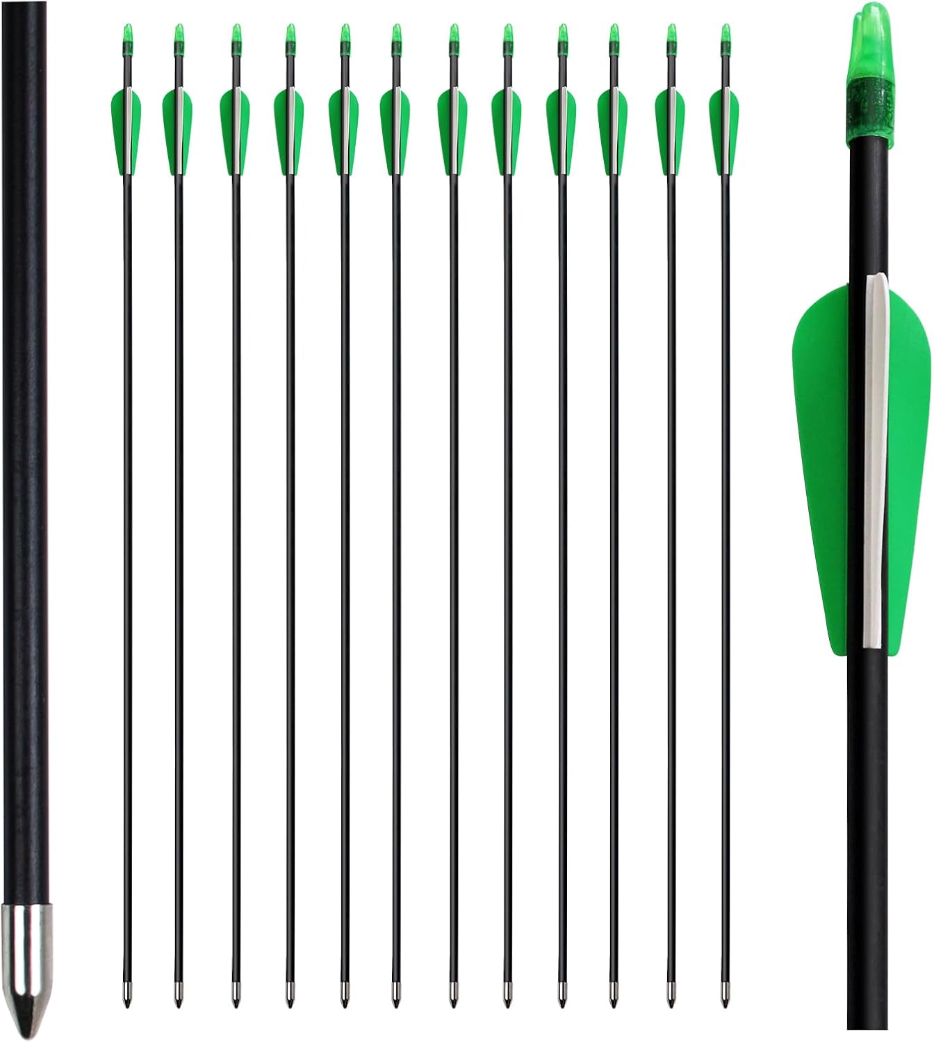 Archery Targeting Arrows 28inch Practice Arrows for Recurve Bow Fiberglass Training Arrows for Kids Youth and Teens (12Pcs/6Pcs)
