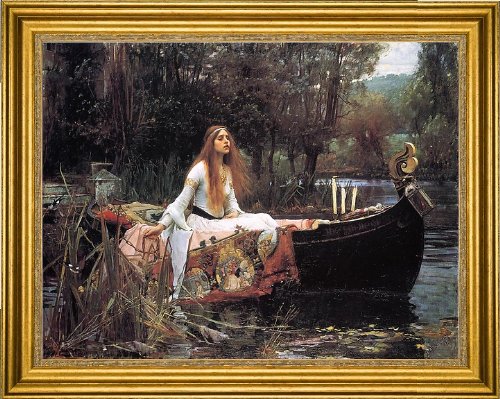 John William Waterhouse The Lady of Shallot - 21.5" x 28.5" Framed Premium Canvas Print