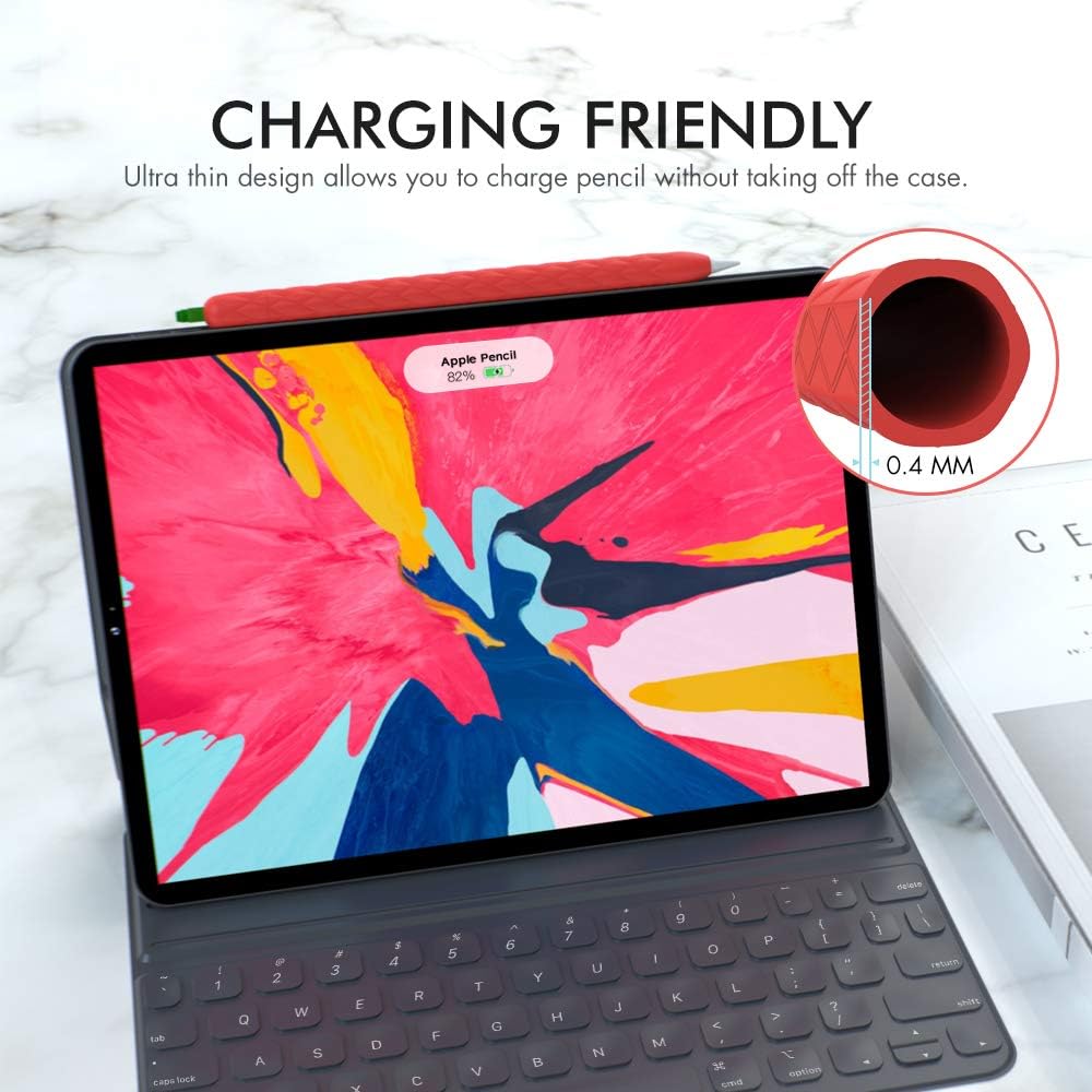 AhaStyle Cute Fruit Design Case Sleeve for Apple Pencil 2nd Gen, Silicone Soft Protective Cover Accessories Compatible with Apple Pencil 2nd Generation, iPad Pro 11 12.9 inch(Red)