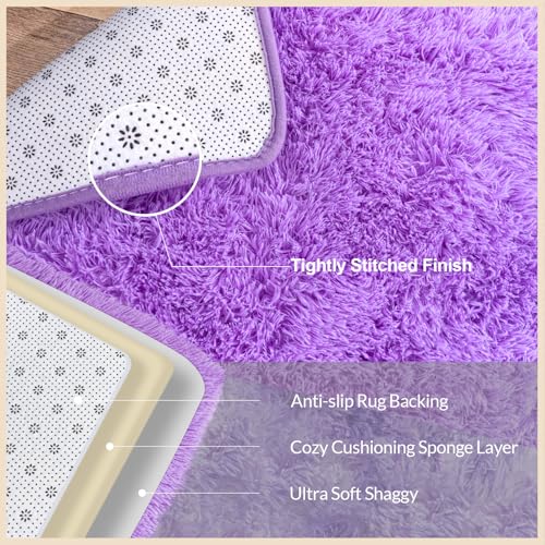 Area Rugs 9x12 Living Room, Large Fluffy Area Rugs for Bedroom, Soft Carpet Shag Kids Room Rug, Non-Slip Fuzzy Rugs Indoor (Purple, 9ft x 12ft)