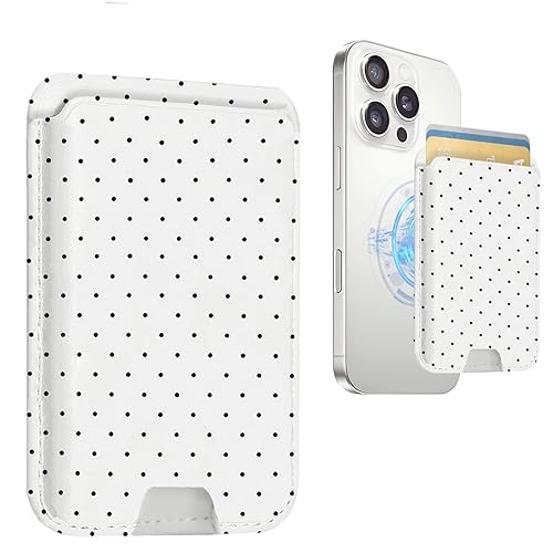 Compatible with Magsafe Wallet Magnetic Card Holder,Cute Leather Polka Dot