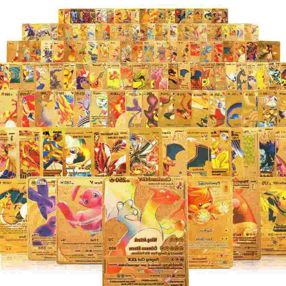55 Gold Cards Packs Vmax V EX GX Rare Golden Cards TCG Deck Box Gold Foil  Card for Fans Collectors Gifts (No Duplicates) : Amazon.sg: Toys