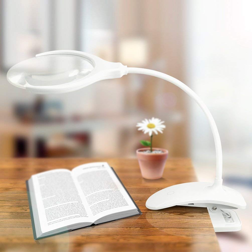 Lupa 5X 10X, Podświetlana Lampa Biurkowa Z Lupą, Zasilana Przez Usb Z Zaciskiem, 2 Regulowane Ustawienia Światła, Odpowiednia Do Książek, Czytania, Szycia, Rękodzieła, Projektowania Biżuterii