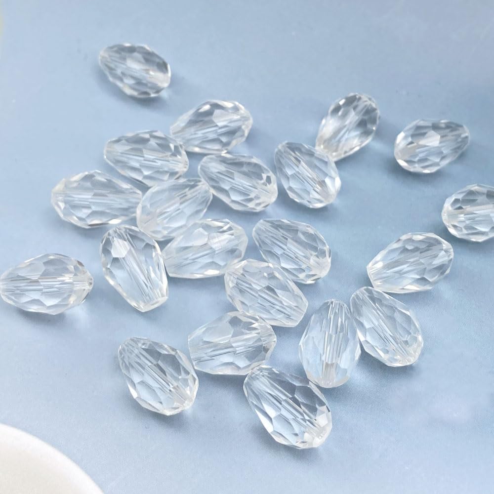 40 PCS 10x15mm Teardrop Crystal Glass Beads Faceted Shape Vertical Hole Loose Glass Beads DIY Handcrafte Bracelet Necklace Earring Jewelry Making(Transparent) - Image 5