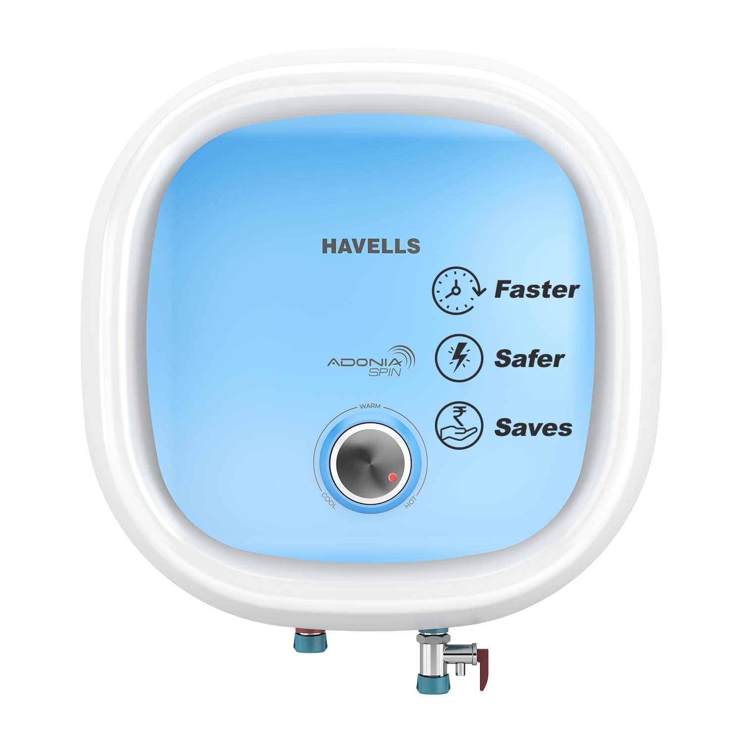 Havells Adonia Spin 25 Litre Storage Water Heater(Geyser)| Temperature Sensing LED Knob| Glass Coated Anti Rust Tank| Warranty:7 Year on Tank
