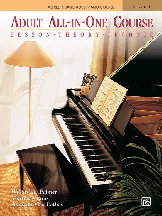 Alfred’s Basic Adult All-in-One Piano Course Level 1 Book (Lesson, Theory, Technic)