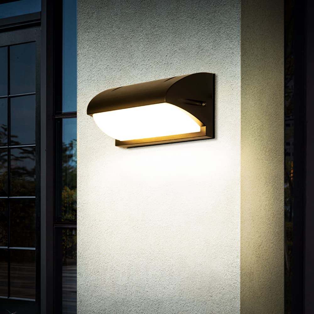 VDOQTLJT 25W 50W Matte Black Finish LED Wall Light Outdoor Sconce Garden Weatherproof Polycarbonate Corrosion Resistant Outside Inside Door Patio Terrace Lamp