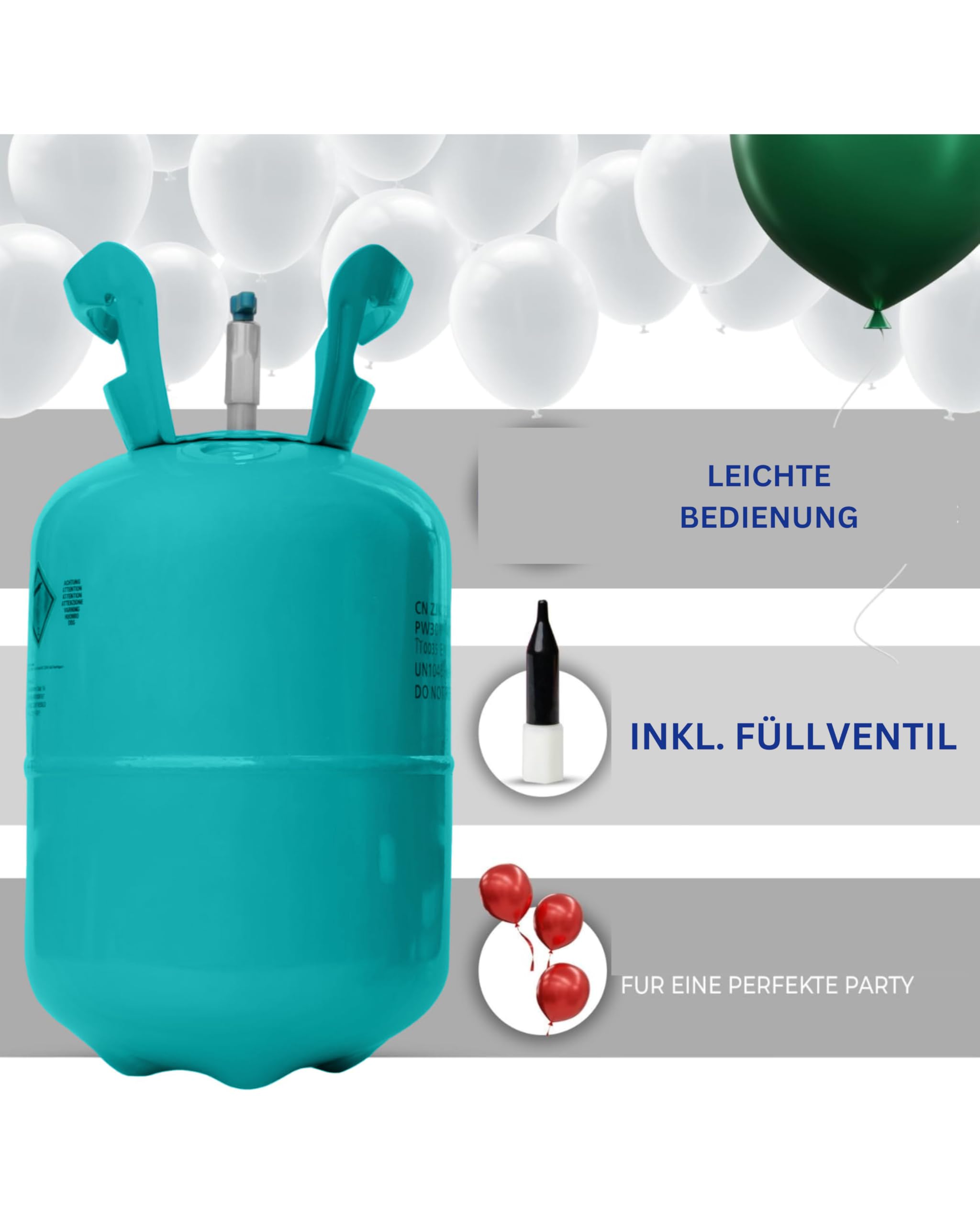 Brogaz 2x Ballongas [für ca. 180 Luftballons]– Helium Balloon Gas – Ballongas - 2x HeliumGasflasche inkl. STAHLMANN ® Informationsblatt (für ca. 180 Luftballons)